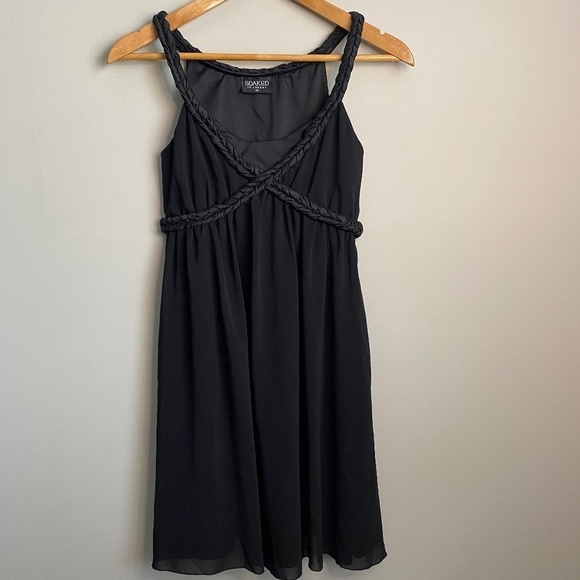 Soaked in Luxury Black Sleeveless Braided Strap Mini/Midi Dress Size X-Small - Picture 1 of 11